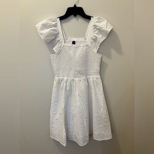 Old Navy white smocked mini dress ruffle sleeve cotton blend lined size XS